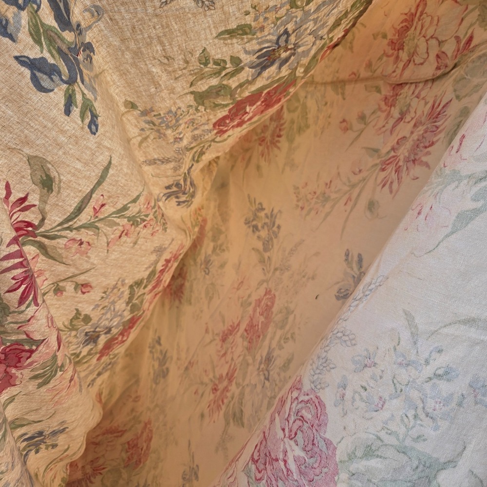 Pottery Barn Marla Duvet‎ King Linen Blend Red Floral Roses Peony Iris Pink - Picture 10 of 16